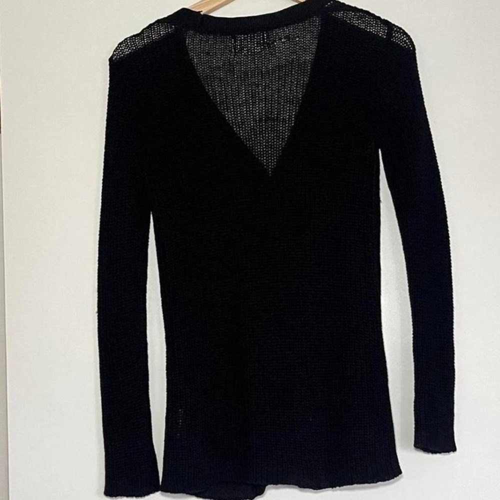 Denim & Supply Ralph Lauren Black Open Knit Linen Cardigan Size S - Picture 2 of 6